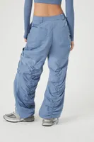 Women's Ruched Wide-Leg Cargo Pants in Blue Medium