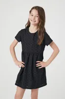 Girls Eyelet Fit & Flare Dress (Kids) in Black, 9/10