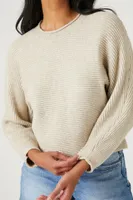 Women's Ribbed Crew Neck Sweater in Oatmeal Large