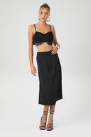 Women's Ponte Knit Fringe Cropped Cami in Black, XL