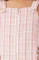 Girls Plaid Zip-Up Dress (Kids) in Pink/White, 13/14