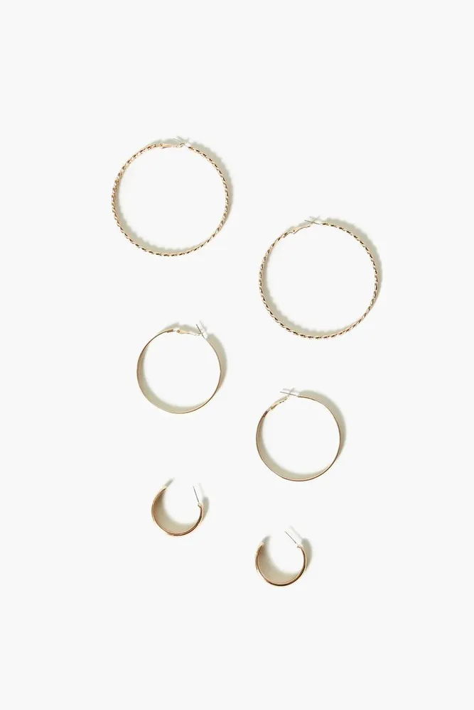 Women's Twisted Hoop Earring Set in Gold