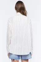 Women's Striped Curved-Hem Shirt White/Safari