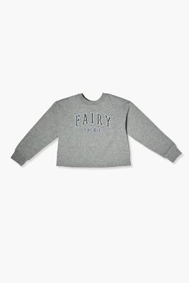 Girls Fairy Graphic Pullover (Kids) in Grey, 13/14