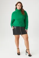 Women's Fuzzy Faux Fur Sweater in Jelly Bean, 2X