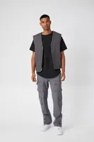 Men Faux Shearling Zip-Up Vest Dark