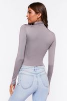 Women's Long-Sleeve Turtleneck Bodysuit Grey Medium