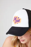 Just Chill Graphic Trucker Cap in Black