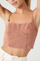 Women's Denim Bustier Cropped Cami in Cocoa Medium