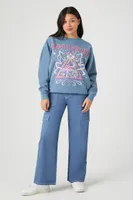 Women's Fleece Pink Floyd Graphic Pullover in Dusty Blue, XS