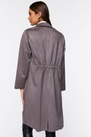 Women's Faux Suede Button-Front Duster Coat in Steeple Grey Small