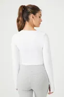 Women's Active Seamless Long-Sleeve Crop Top in White Small