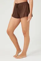 Women's Drawstring Pajama Shorts in Brown Medium