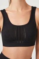 Women's Seamless Perforated Sports Bra in Black Small