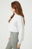 Women's Cropped Turtleneck Pullover in Heather Grey Large