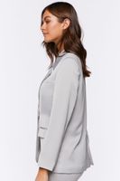 Women's Satin Single-Breasted Blazer in Silver Medium