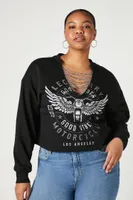 Women's Motorcycle Graphic Pullover Black,