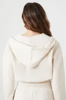 Women's Cropped Zip-Up Hoodie in Oatmeal Large