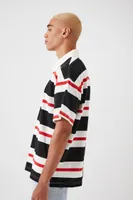 Men Striped Polo Shirt in Black Small