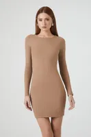 Women's Ribbed Knit Bodycon Mini Dress Taupe