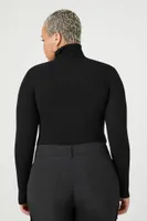 Women's Sweater-Knit Bodysuit in Black, 1X