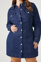 Women's Denim Button-Front Dress Dark Denim,