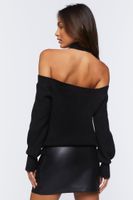 Women's Crisscross Off-the-Shoulder Sweater in Black Small