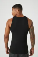 Men Ribbed Knit Tank Top in Black Medium