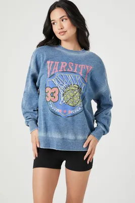 Women's Fleece Varsity Graphic Pullover Blue