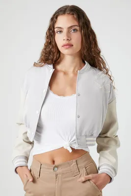 Women's Varsity Letterman Jacket in Silver, XL