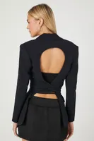 Women's Belted Cutout Blazer in Black Small