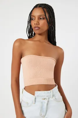 Women's Cropped Sweater-Knit Tube Top