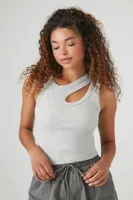 Women's Ribbed Knit Cutout Tank Top