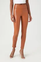 Women's Faux Leather High-Rise Leggings in Chestnut Medium