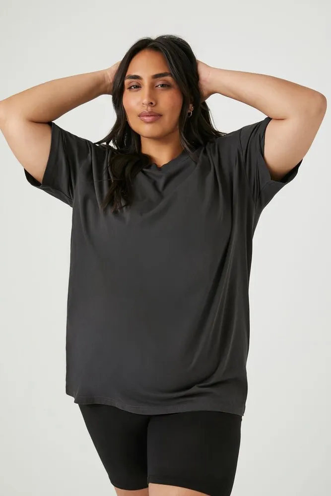 Women's Cotton Crew T-Shirt in Washed Black, 0X