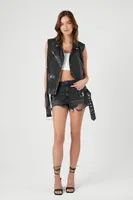 Women's Faux Leather Sleeveless Moto Jacket