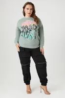 Women's KISS Graphic Pullover in Green, 2X