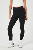 Women's Ribbed Mid-Rise Ankle Leggings in Black Medium