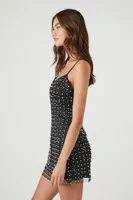 Women's Pearl & Sequin Mesh Mini Dress in Black Large