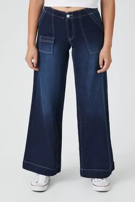 Women's Wide-Leg Low-Rise Jeans in Dark Denim, 27