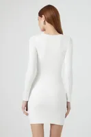 Women's Ribbed Knit Bodycon Mini Dress in White Medium