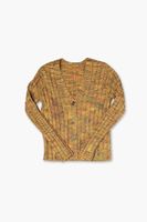 Girls Marled Cardigan Sweater (Kids) in Orange, 11/12