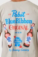 Men Pabst Blue Ribbon Beer Graphic Tee in Taupe, XXL