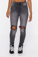 Women's Recycled Cotton Distressed Skinny Jeans in Washed Black, 25