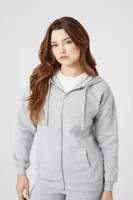 Women's Fleece Zip-Up Hoodie in Heather Grey Large