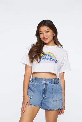 Women's Honey Graphic Cropped T-Shirt in White Medium