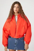 Women's Cropped Bomber Jacket in Red Medium