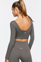 Women's Active Lace-Up Long-Sleeve Crop Top in Charcoal, XS