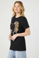 Women's Tiger Graphic T-Shirt in Black, XL