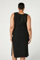 Women's Sweater-Knit Midi Dress in Black, 0X